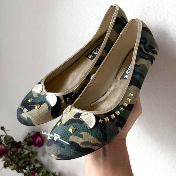 MUDD y2k 2000s camo mouse flats slip on shoes women's 9 - Picture 1 of 4